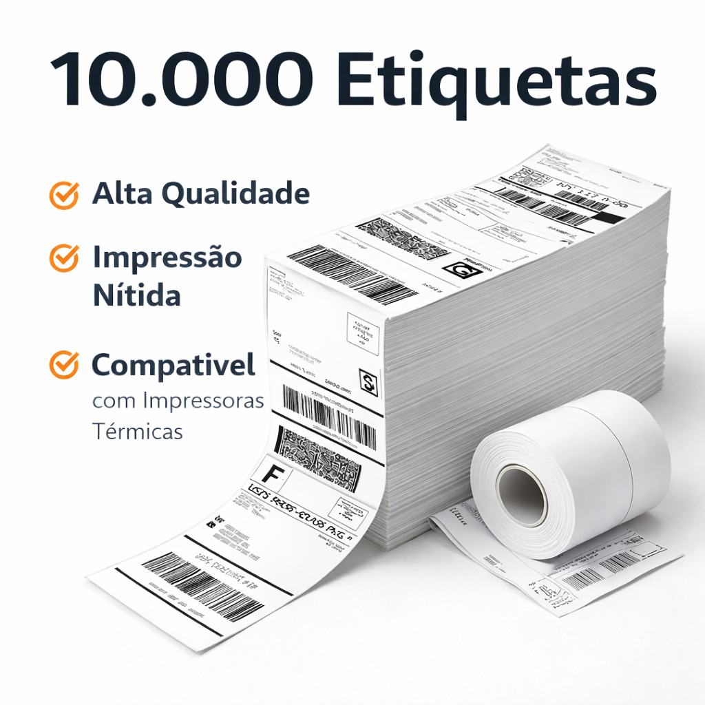 Etiqueta Térmica 10x15cm 10000 Unidades | Papel Adesivo para Envio Correios Mercado Livre Shopee