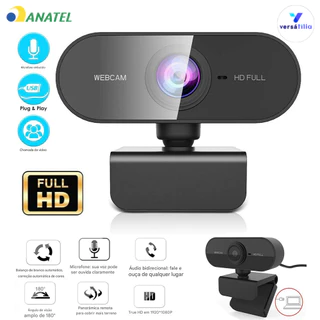 Câmera para Home Office Full HD 1080p com Microfone Rotação 360° Ajuste Livre Compatível com PC e No