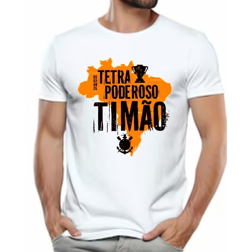 Camiseta TETRA PODEROSO TIMÃO camisa corinthians blusa campeão tshirt tetra 2025