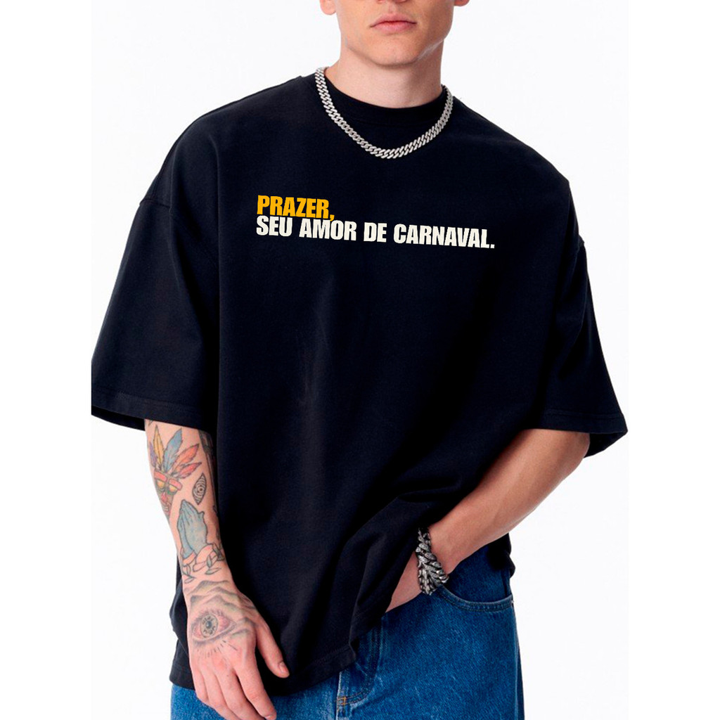 Camiseta Oversized Amor De Carnaval 100% Algodão Streetwear