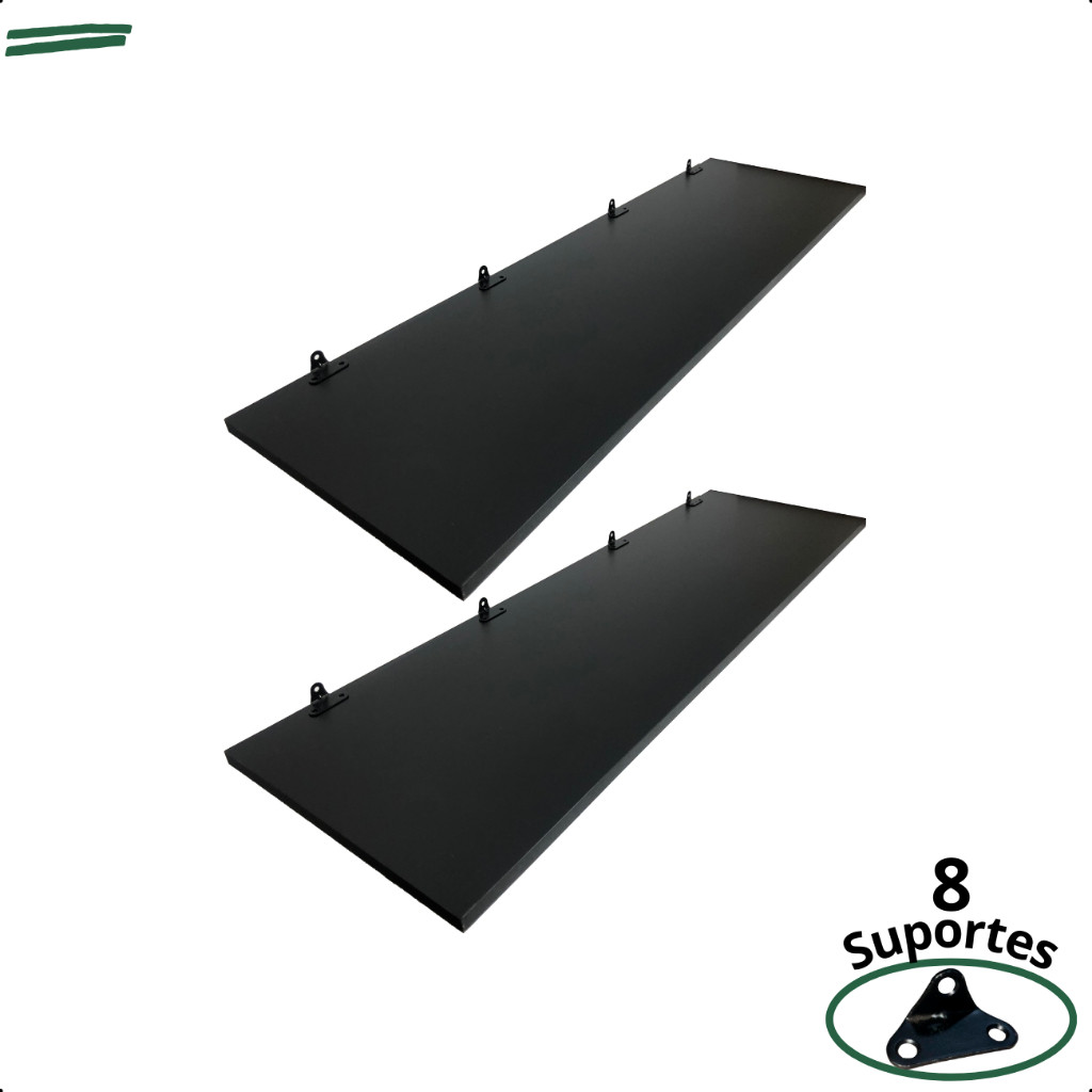 Kit 2 Prateleira Preta 100X30 + Suporte Flutuante Mdf  Organizadora Decoração Cozinha Banheiro Sala em Oferta na Shopee
