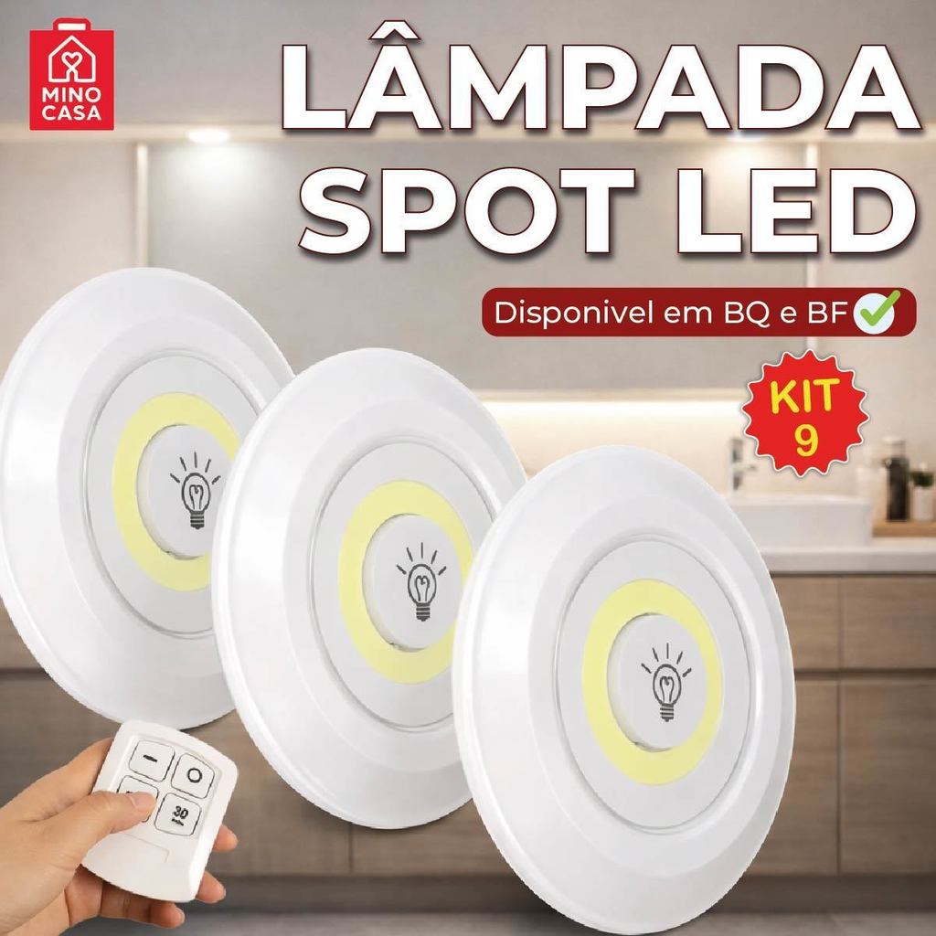 Kit Luminária Spot Led Redondo Com Controle Luz Fria ou Quente Auto Colante Bivolt em Oferta na Shopee