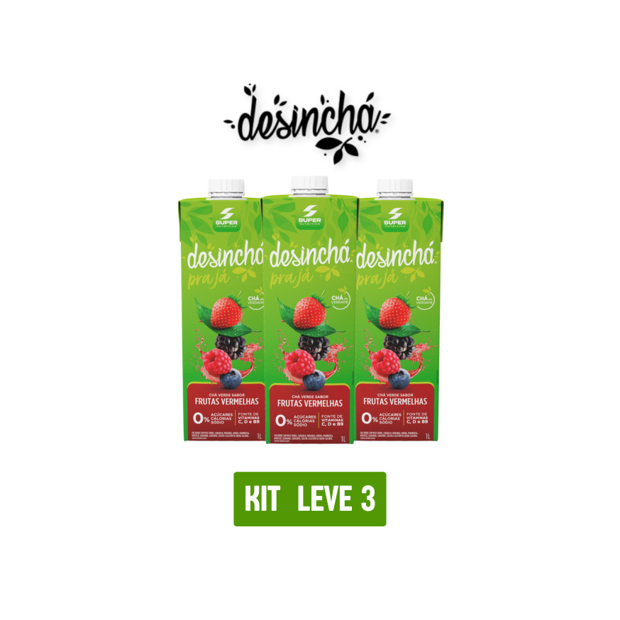 CHÁ VERDE DESINCHÁ PRA JÁ FRUTAS VERMELHAS 1L - KIT 3 UNID em Oferta na Shopee