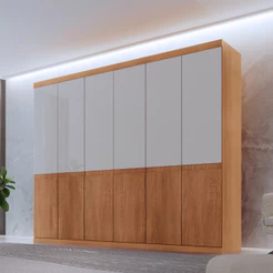 Guarda Roupa Casal Bipartido Doble MDF 6 Portas e 4 Gavetas Moderna Mobília