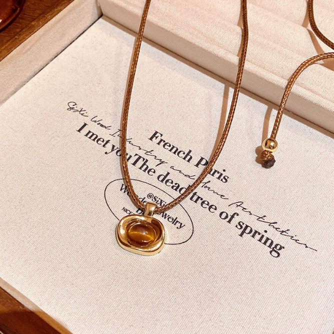 Colar BAMEOR Com Pedra De Olho De Tigre Elegante Capuz Para Mulheres em Oferta na Shopee