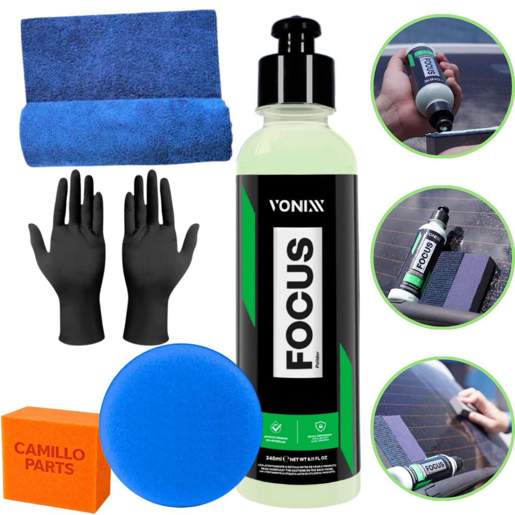 Kit Tratamento de Vidros Automotivos Focus 250ml Com Pano Luvas e Aplicador em Oferta na Shopee