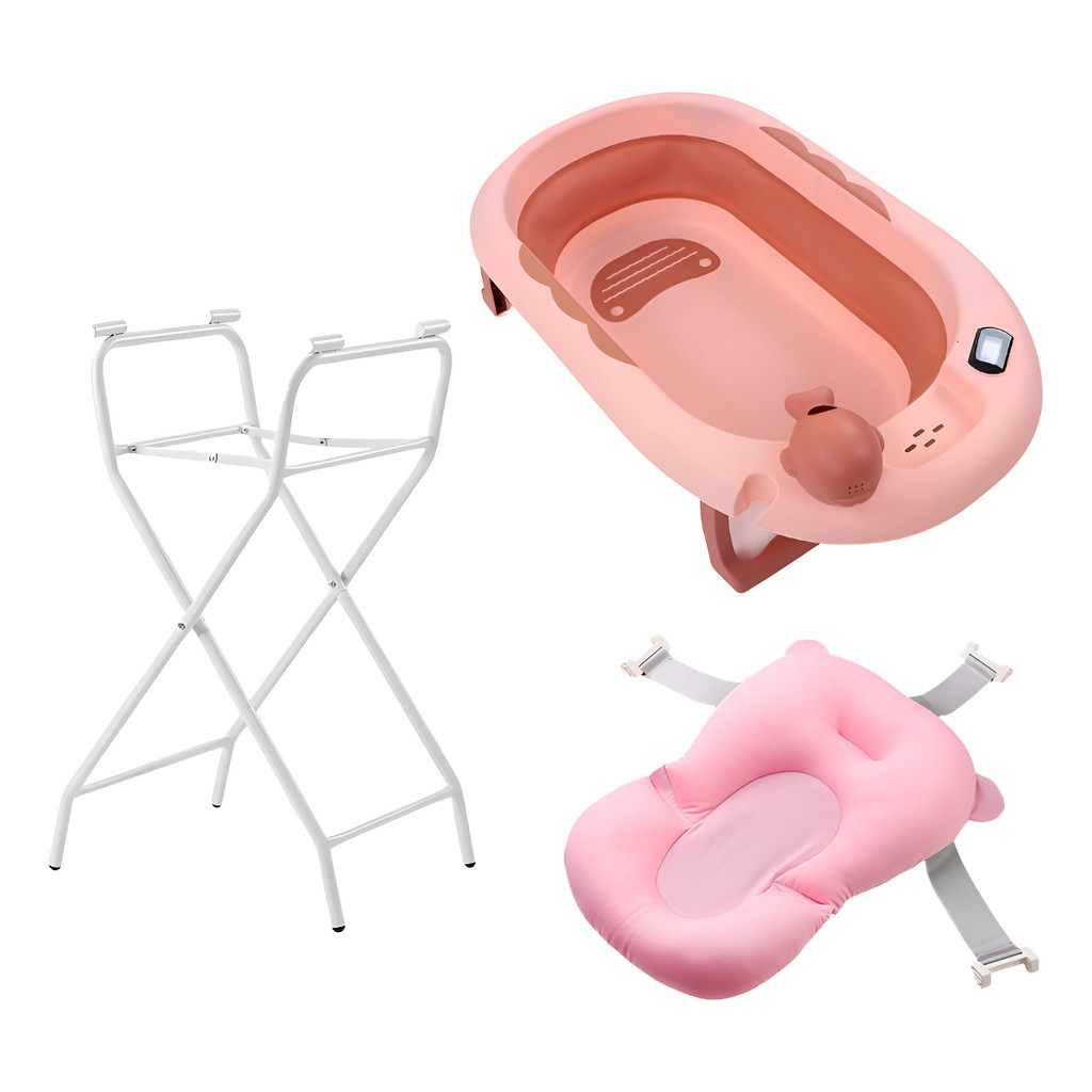 Banheira Tibaby Dobrável Com Suporte Resistente E Termômetro