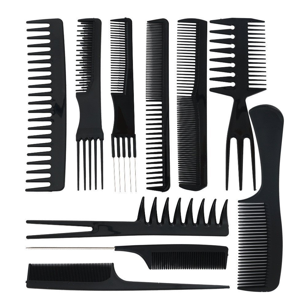 Conjunto de dez peças para penteados profissionais, kit de maquiagem e cabeleireiro, conjunto de pentes para salão 10 9Q