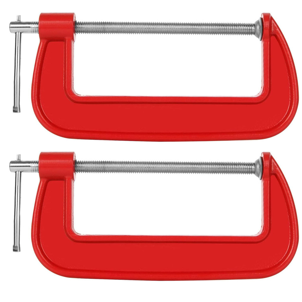 Kit 2 Grampos Sargento 6 Pol. Tipo C Ferro Reforçado Charbs Ferro Fundido Profissional