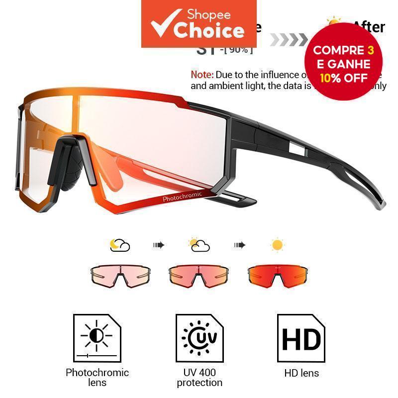  Novos Óculos de Sol Fotocromáticos para Ciclismo UV400 Protetor de Vento Esportivos Coloridos para Homens e Mulheres ao