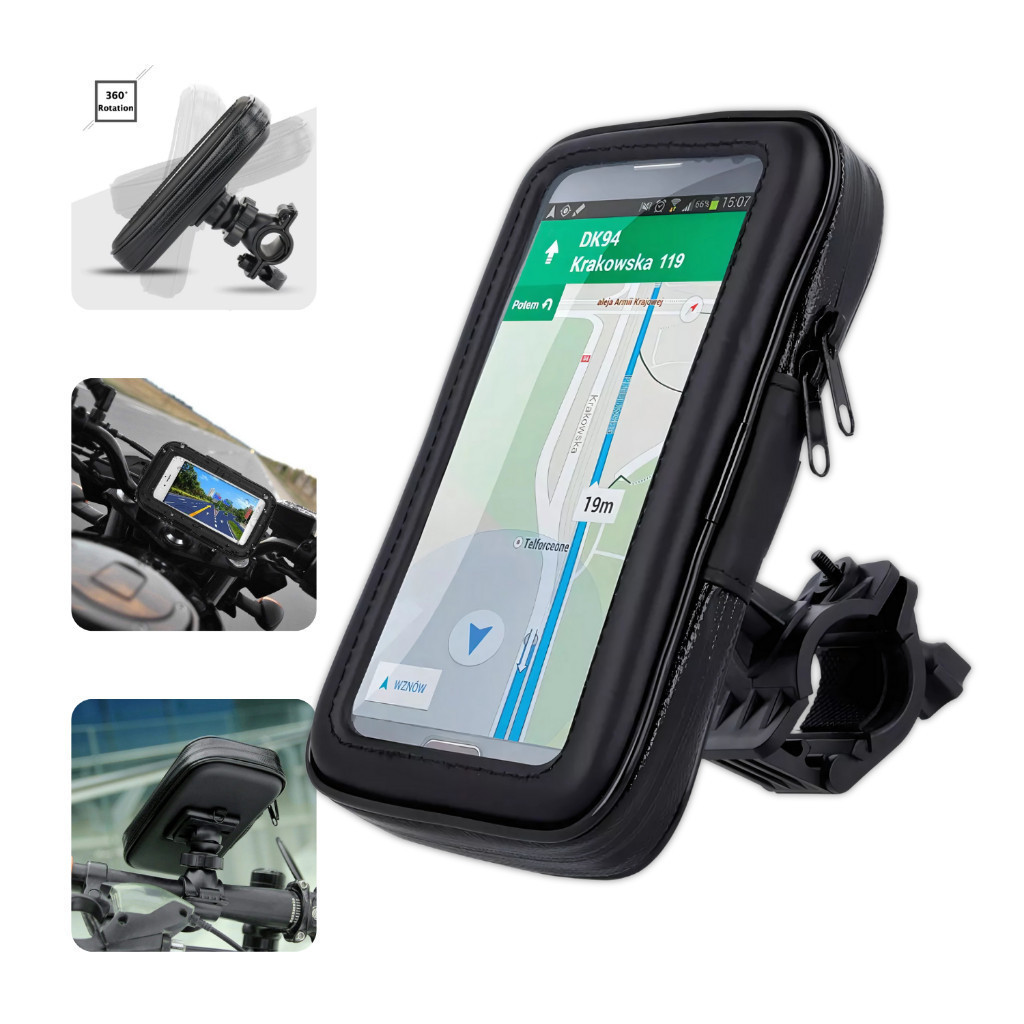 Suporte de Celular Moto Antifurto Á Prova Dágua 360° Capa de Proteção Antiqueda Universal Não Molha