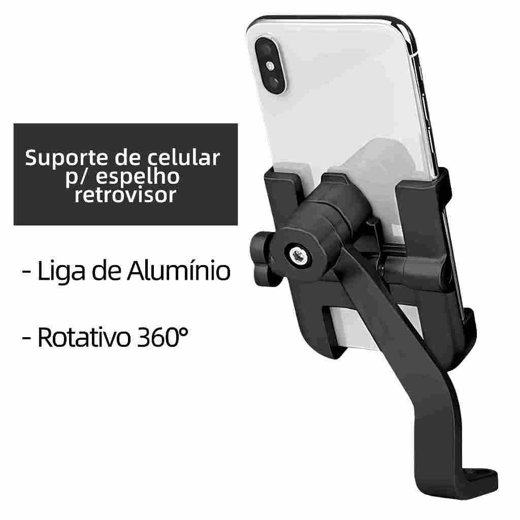Suporte de Celular C2 para Moto com Espelho Retrovisor – Alumínio, Rotação 360° em Oferta na Shopee