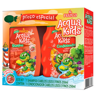 Shampoo + Condicionador Acqua Kids Lisos Finos 250ml em Oferta na Shopee