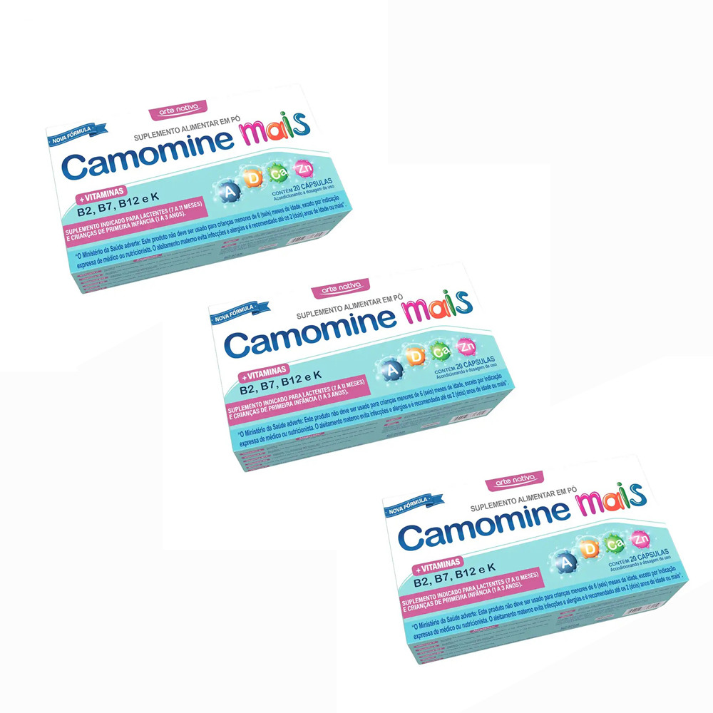 Kit 3 Caixas Camomine Mais Vitaminas 20 Cápsulas Arte Nativa em Oferta na Shopee