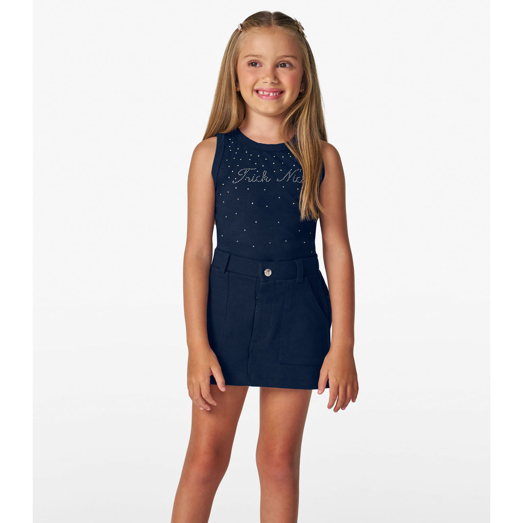 Regata feminina em Cotton Leve Trick Nick Azul Marinho