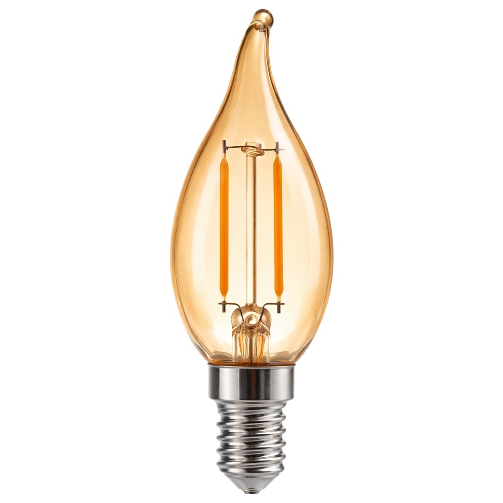 Lâmpada Vela Chama Retrô 2W 220V Filamento Led E14 Luz Âmbar Decorativa, Econômica e Elegante