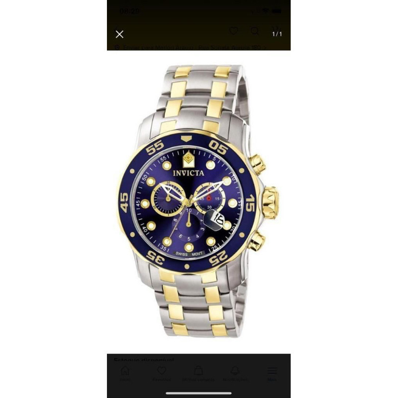 Relogio Invicta Pro Diver 0077 Azul Misto Silver Gold 18k