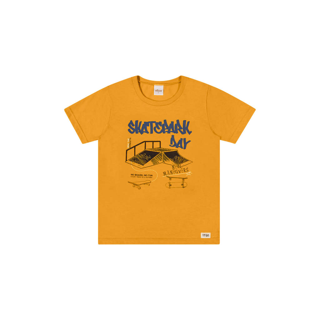 Camiseta Infantil Menino Estampa Skate Elian Amarelo