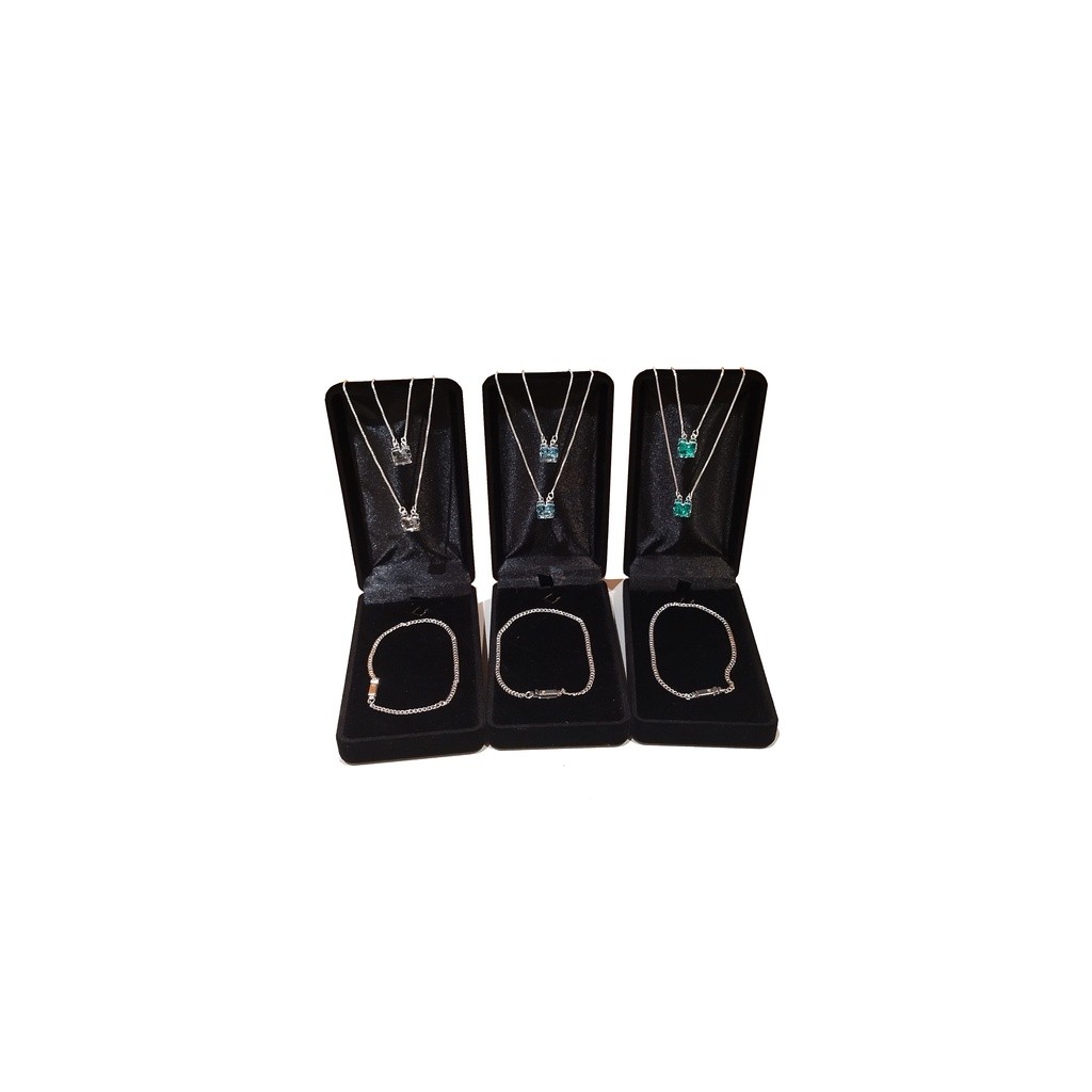 Escapulário Correntinha Masculina Pedra Turmalina + Pulseira Banhado A Prata 925 E Caixa