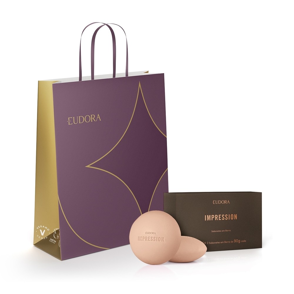 Combo Impression presente: 2 Sabonete Barra 90g + Sacola em Oferta na Shopee