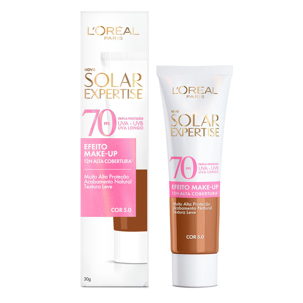 Protetor Solar Facial L'Oréal Solar Expertise FPS 70 Efeito Make UP Cor 5.0 30g em Oferta na Shopee