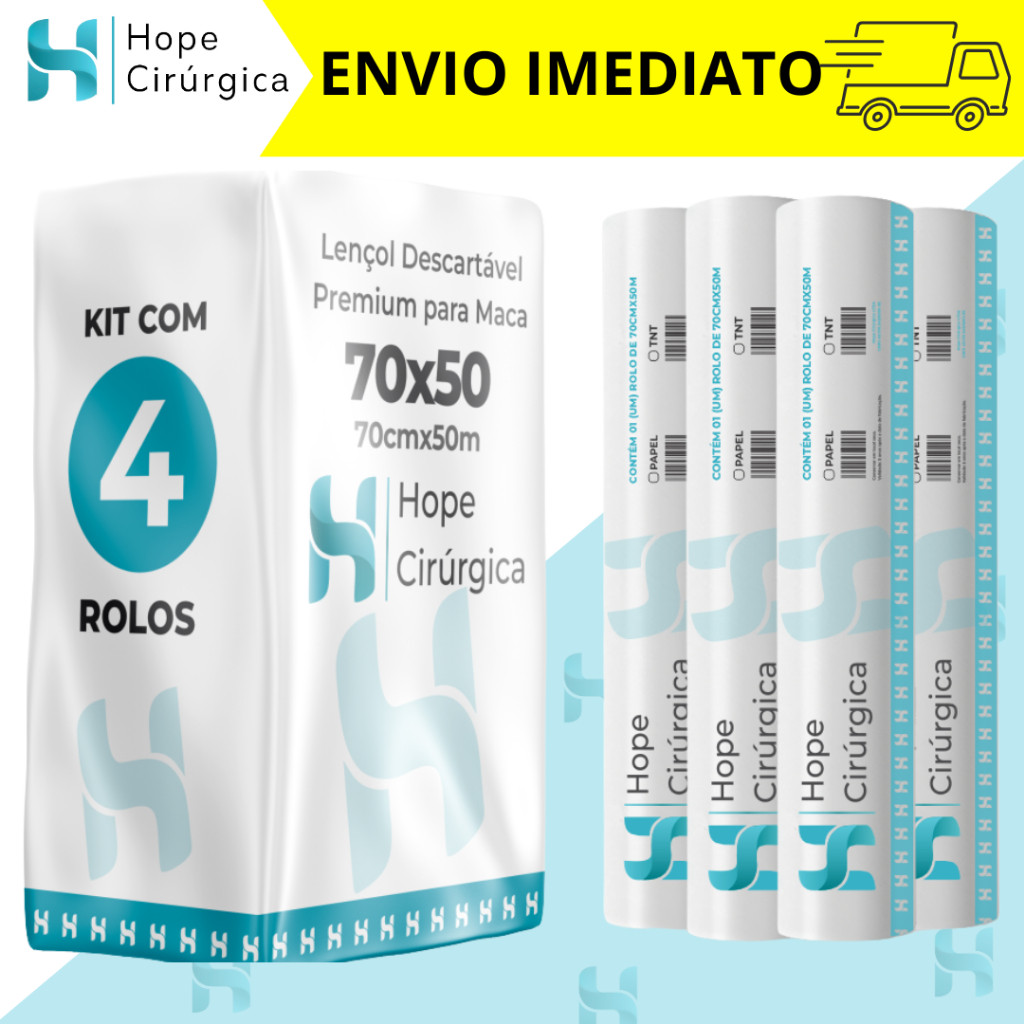 Kit 04 Lençóis Descartáveis de Papel Hospitalar para Maca 70x50 cm cada rolo em Oferta na Shopee