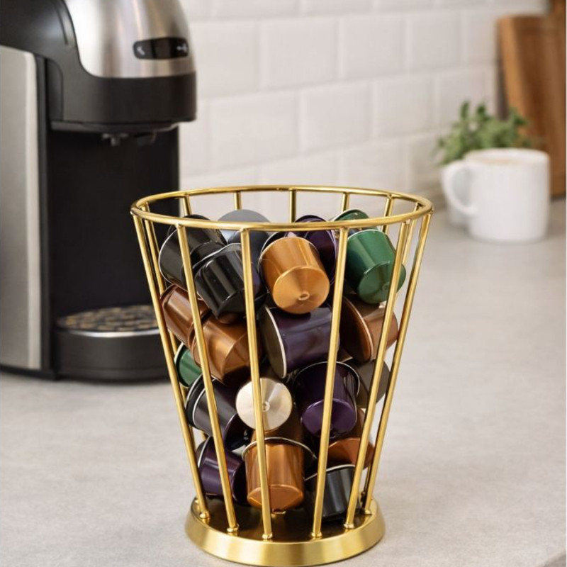 Porta Cápsulas Café Nespresso / Dolce Gusto em Metal – Organizador Decorativo para Cozinha Preto Dourado Ouro em Oferta na Shopee