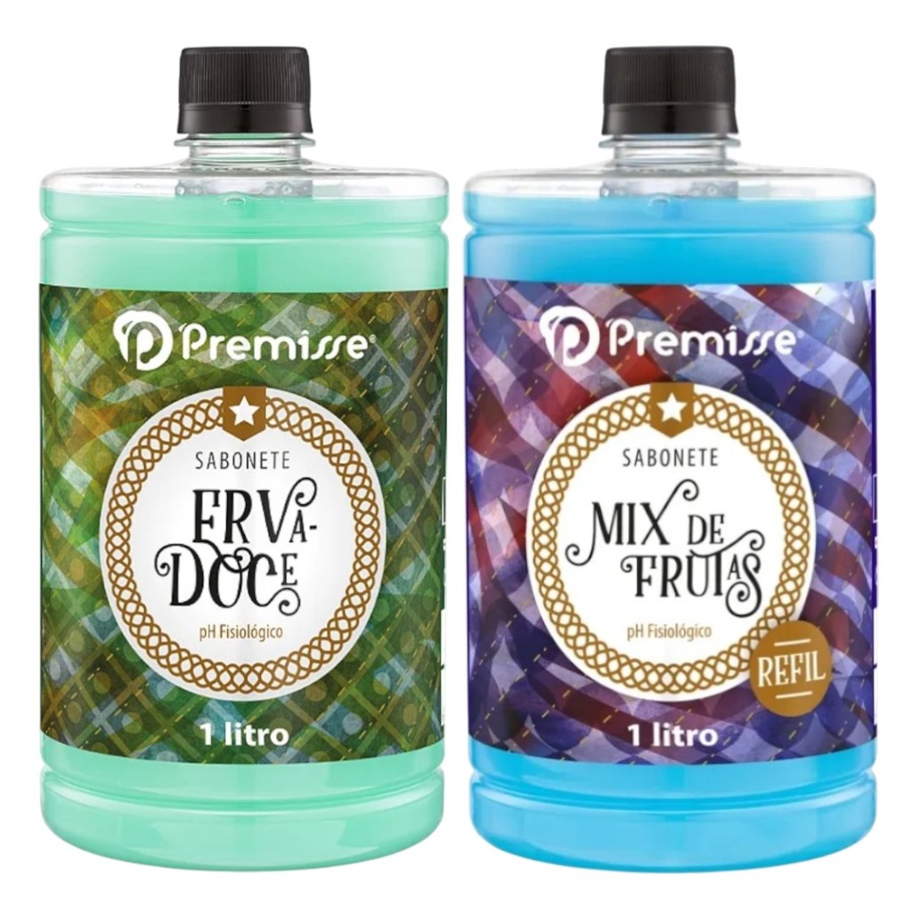 Kit 2 Sabonete Líquido Erva Doce + Mix De Frutas 1 Litro - Premisse