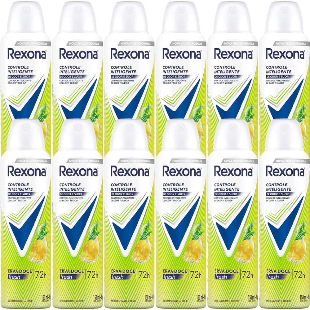 Kit Desodorante Aerosol Rexona Erva Doce Feminino 150ml - 12 Unidades em Oferta na Shopee