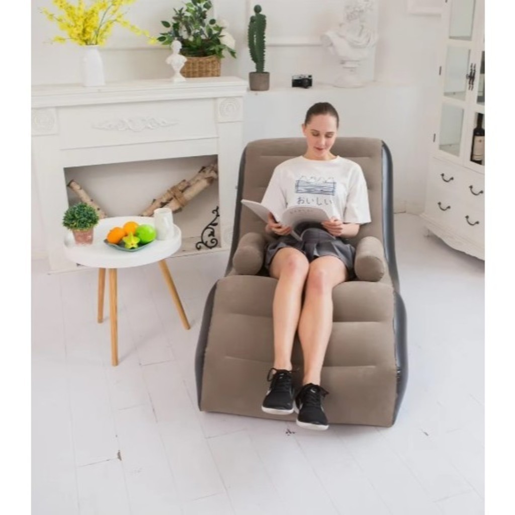 Sofá Preguiçoso Inflável Portátil em Forma de S com Braços.