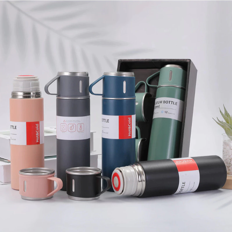 Kit Garrafa Térmica 500ml Tampa Copo Com 2 Copos Individual — imagem 1