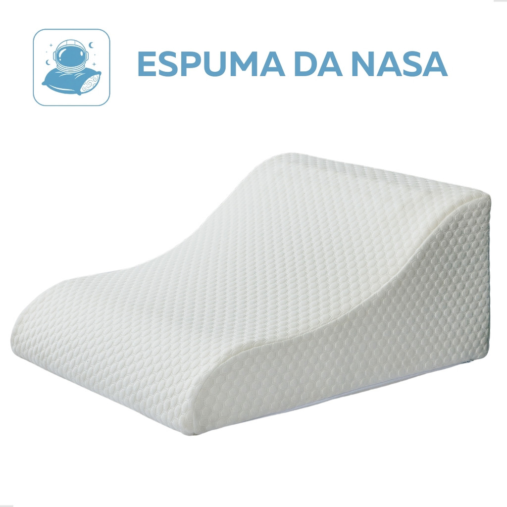 Travesseiro Triangular Encosto Anatômico Antirrefluxo Para Pernas Lombar Costas Joelho Elevação