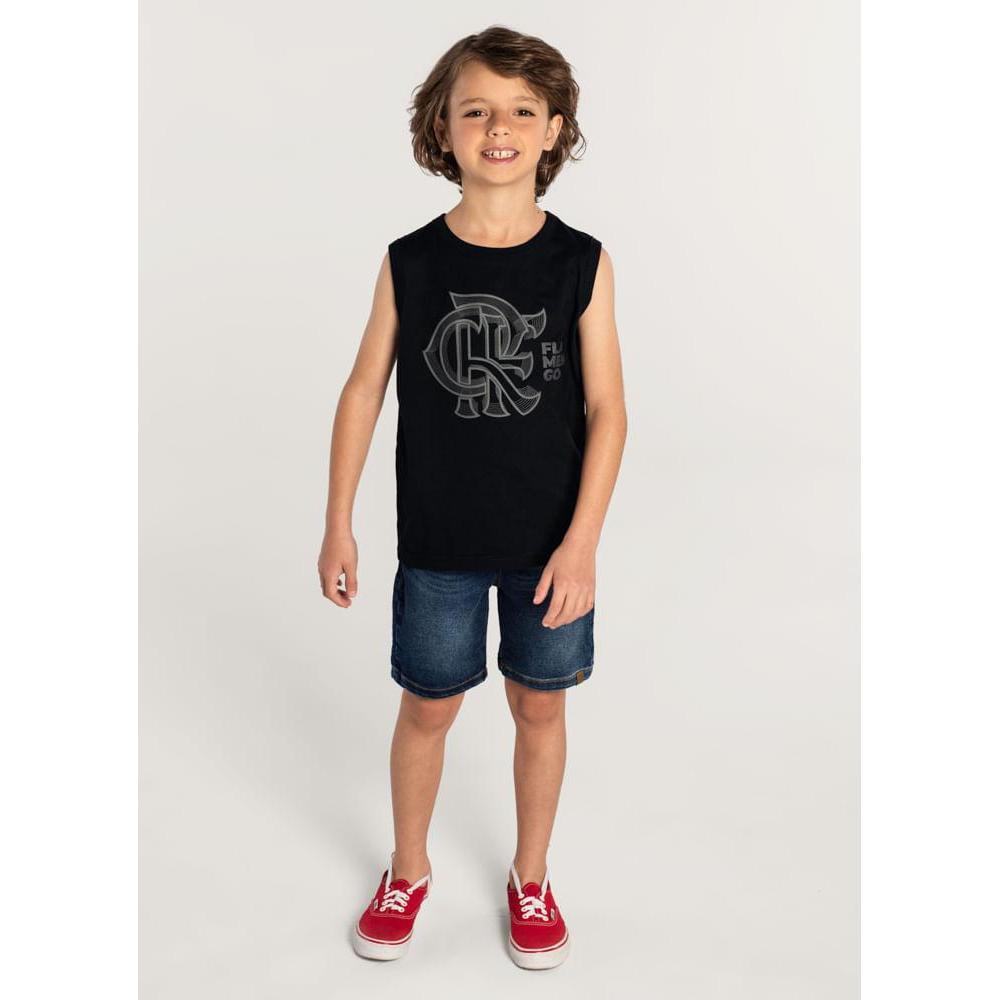 Camiseta Regata Unissex Flamengo Infantil Brandili Preto