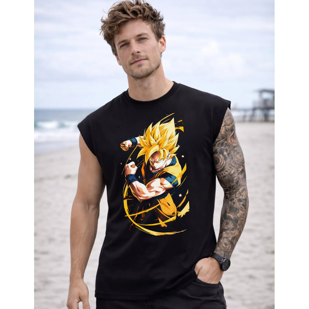 Camiseta Regata Oversized Dragon Ball Goku Super Cavada
