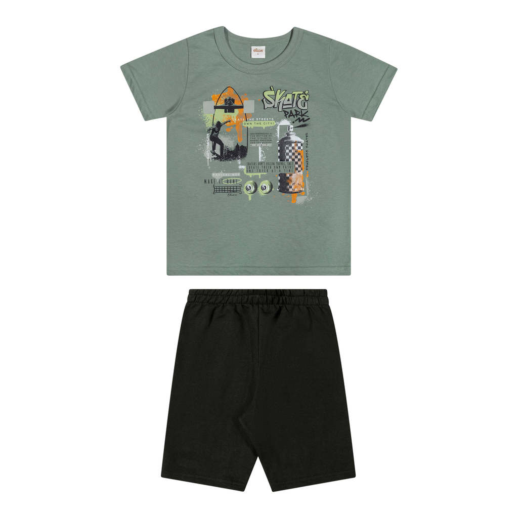Conjunto Infantil Menino Estampa Sports Elian Verde em Oferta na Shopee