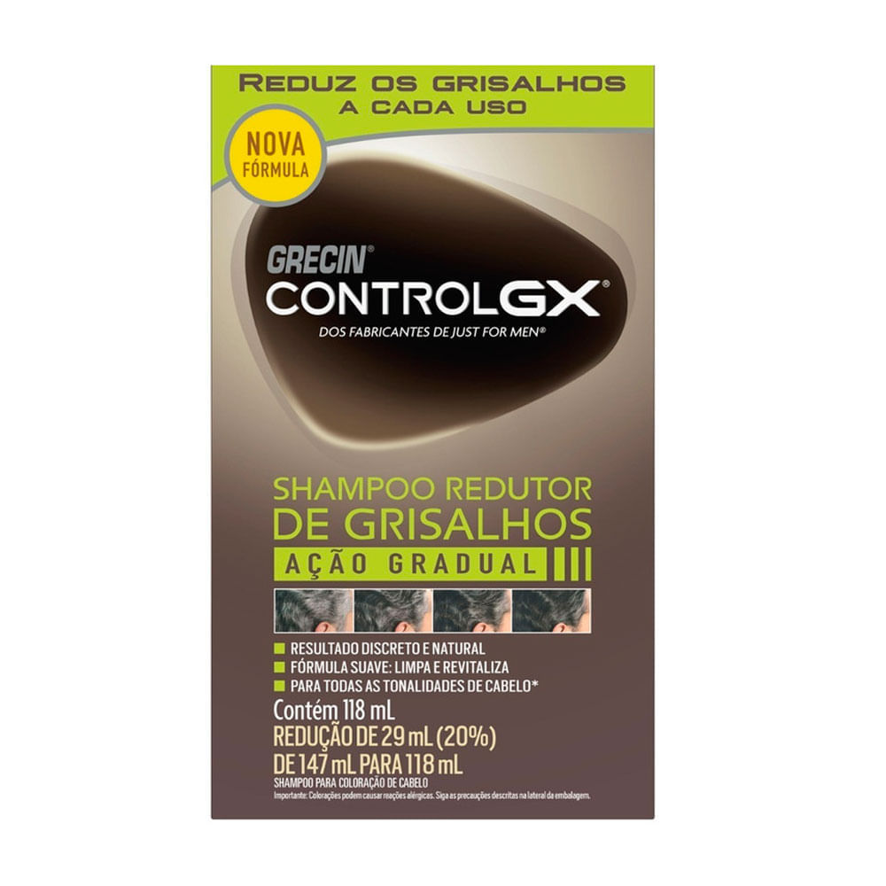 Shampoo Grecin Control GX Redutor de Grisalhos Ação Gradual 118ml em Oferta na Shopee