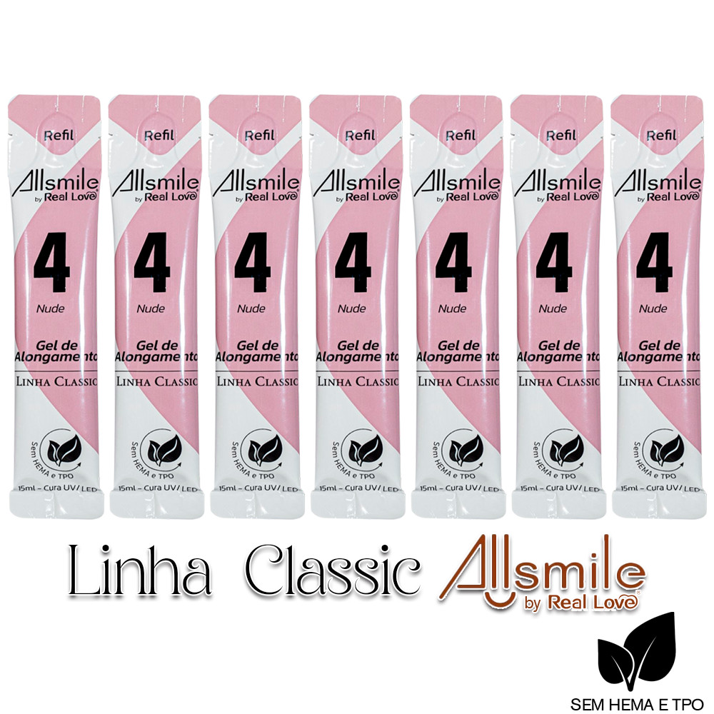 Kit 7 Refil Gel 4 Nude Real Love para Unhas 15ml