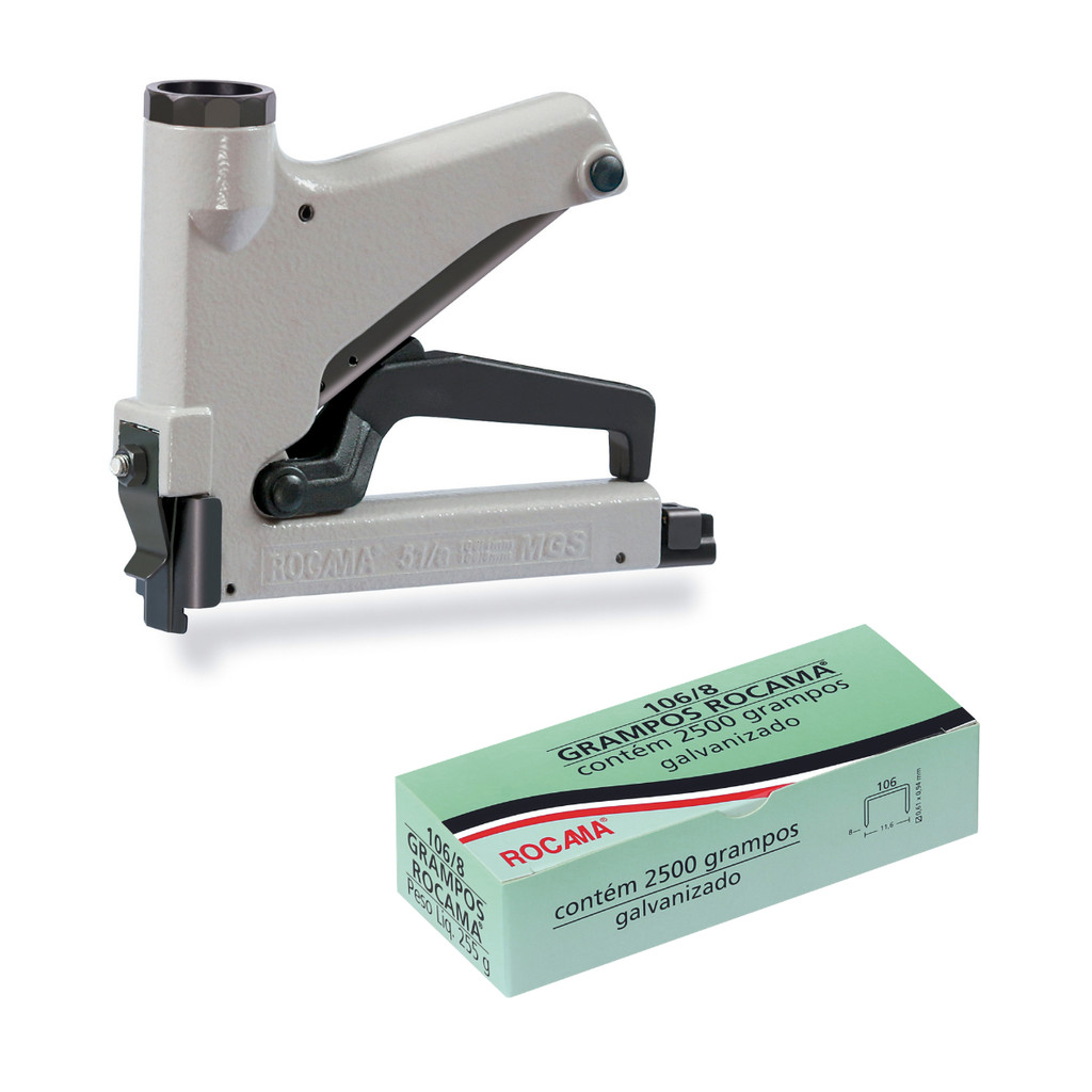 Kit Grampeador Rocama 51/a + Grampo 106/8 Galvanizado 2500 Grampos em Oferta na Shopee