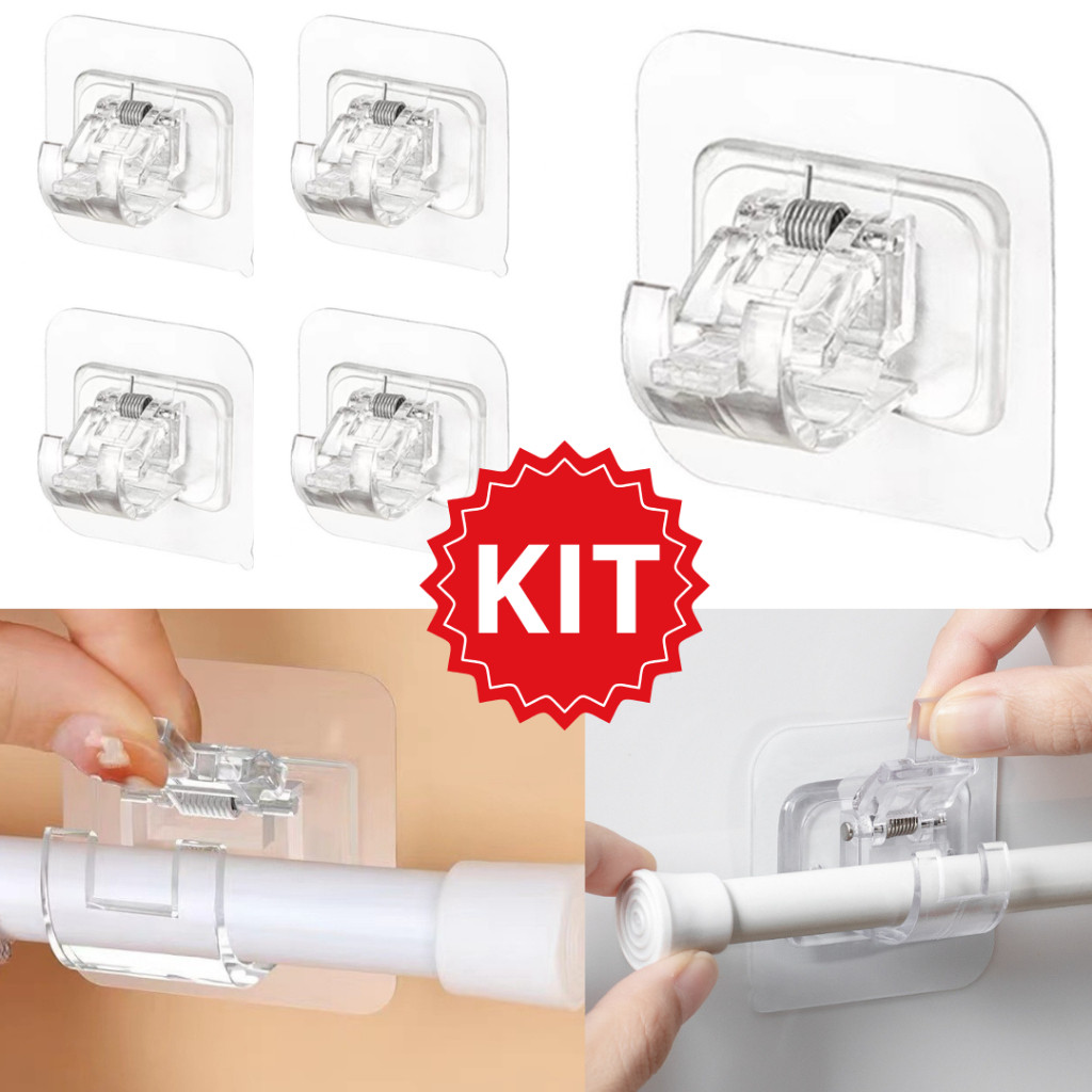 Kit 2/4/8 Pecas Adesivo Para Varão De Cortina Sem Pregos E Ajuste Fácil em Oferta na Shopee