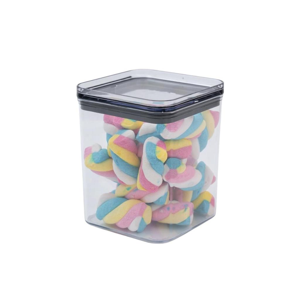 Pote de acrílico 870ml com tampa transparente quadrado empilhável - Oikos em Oferta na Shopee