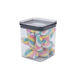 Pote de acrílico 870ml com tampa transparente quadrado empilhável - Oikos