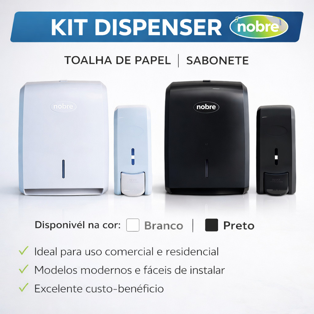 Kit Banheiro Comercial Nobre: Toalheiro e Saboneteira de Parede