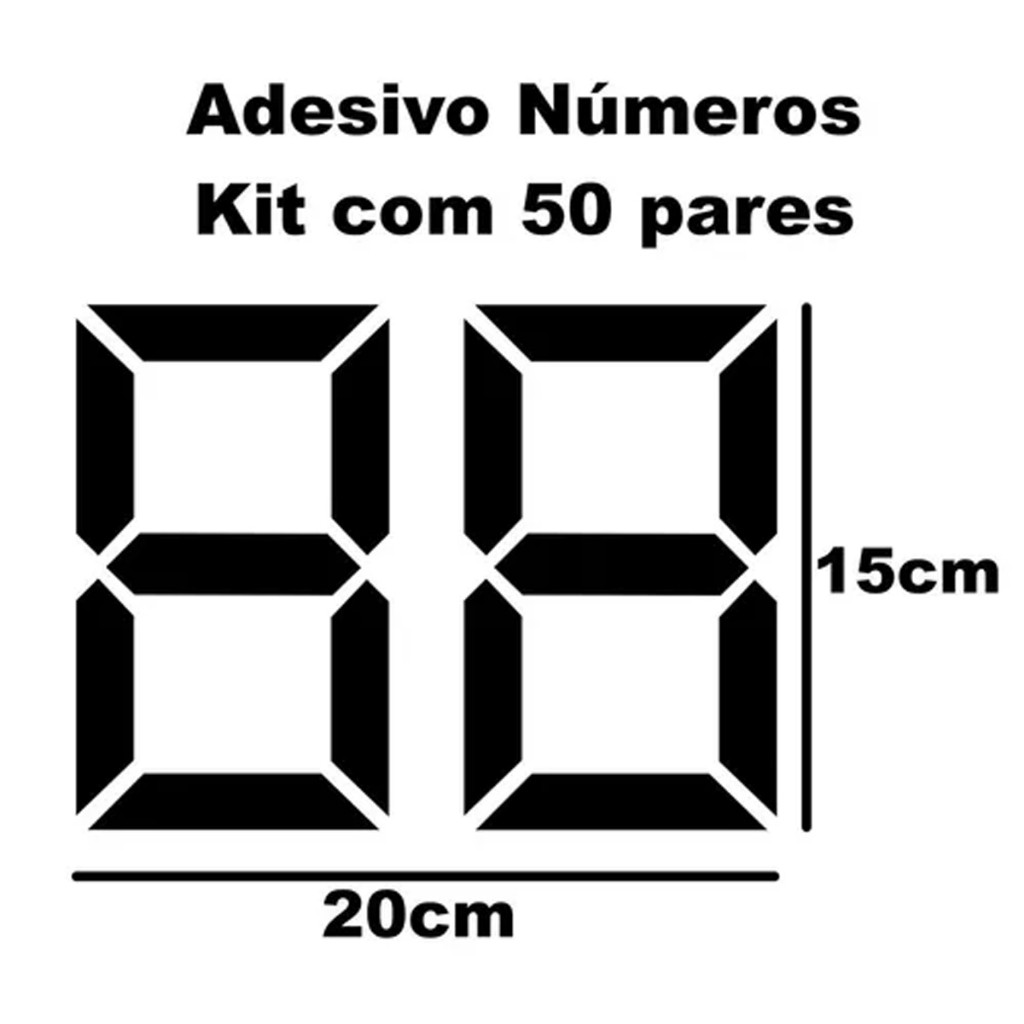 Adesivo Número Ano Do Carro Concessionária 50 Pares 20x15cm