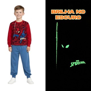 Conjunto Moletom Infantil Brilha no Escuro Personagens Menino Stitch Homem Aranha do 4 ao 10 Inverno em Oferta na Shopee