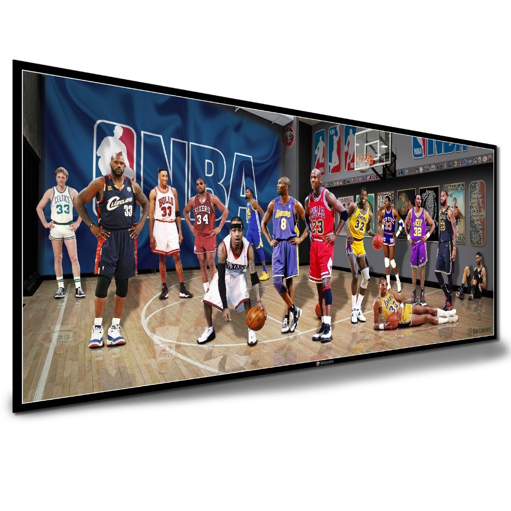 Placa Decorativa Pôster lendas da NBA Basquete Lebron James Shaquille Oneil Pippen Escolha a Medida