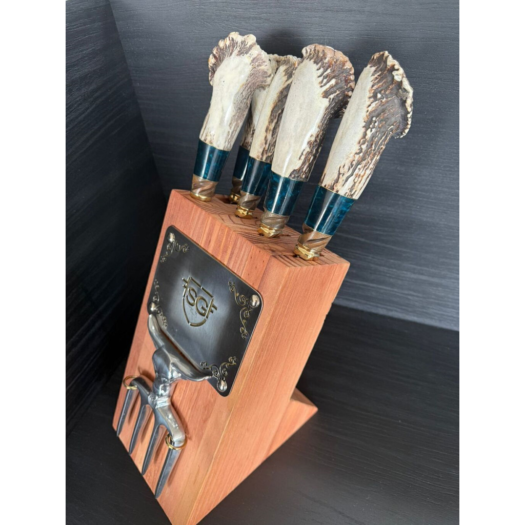 Cepo SG Premium em Inox 420C e Cabos de Roseta de Cervo