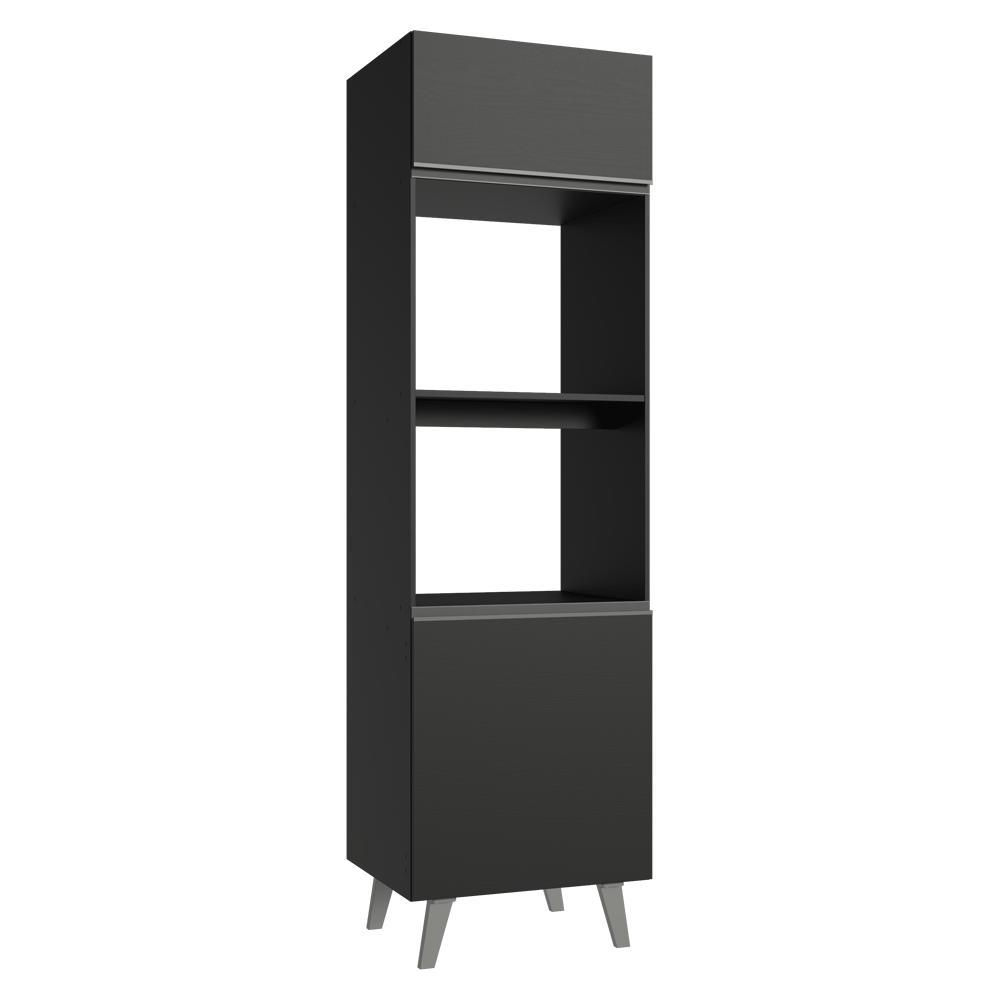 Torre Quente 60 cm 2 Portas 2 Nichos Com Pés Preto Nice Madesa