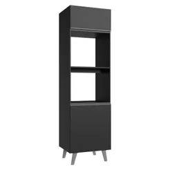 Torre Quente 60 cm 2 Portas 2 Nichos Com Pés Preto Nice Madesa