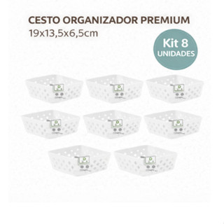 Kit 8 Cesto Organizador Multiuso Premium Branco 19x13,5x6,5 cm Armario Gaveta Geladeira Banheiro Cozinha Lavandeira em Oferta na Shopee