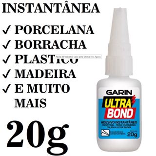 20g Ultra Bond Adesivo Instantâneo Garin - Ultra Rápida, Ação Imediata, Ultra Forte, Adesão Precisa, Cola Tudo, Precisa em Oferta na Shopee
